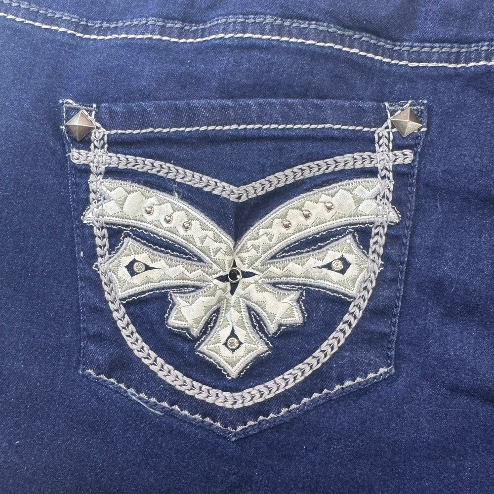 Rampage Jeans Women's 18W Studded Dark Blue Wash Denim Western Plus